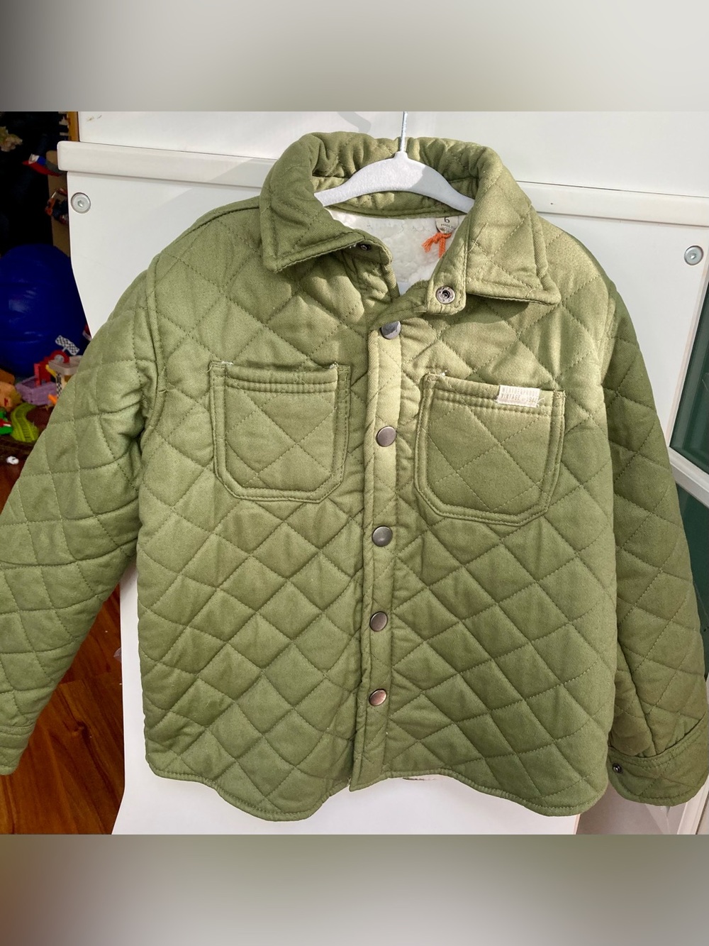 NWT Weatherproof Quilted Snap Front Puffer Jacket Olive Size 6